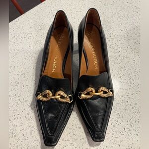 TORY BURCH Jessa Horses Black Pointy Toe Pumps